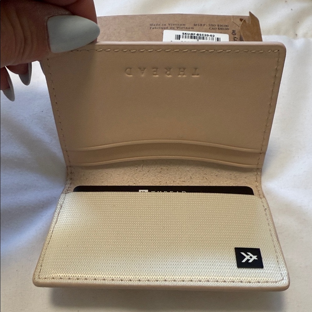 NWT- Thread & Supply Cream and Brown Card Holder